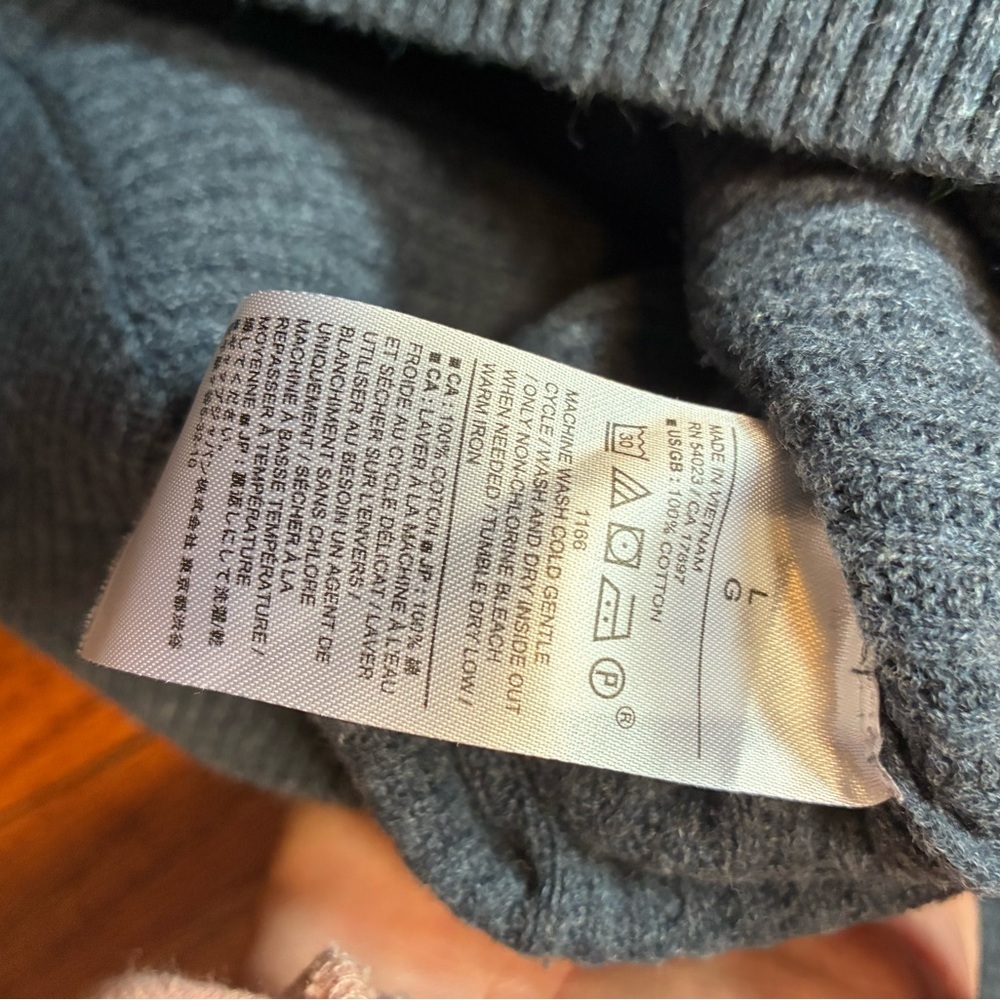 Banana Republic Large Gray 100% Cotton Sweater Ribbed Crewneck Pullover - Picture 3 of 7